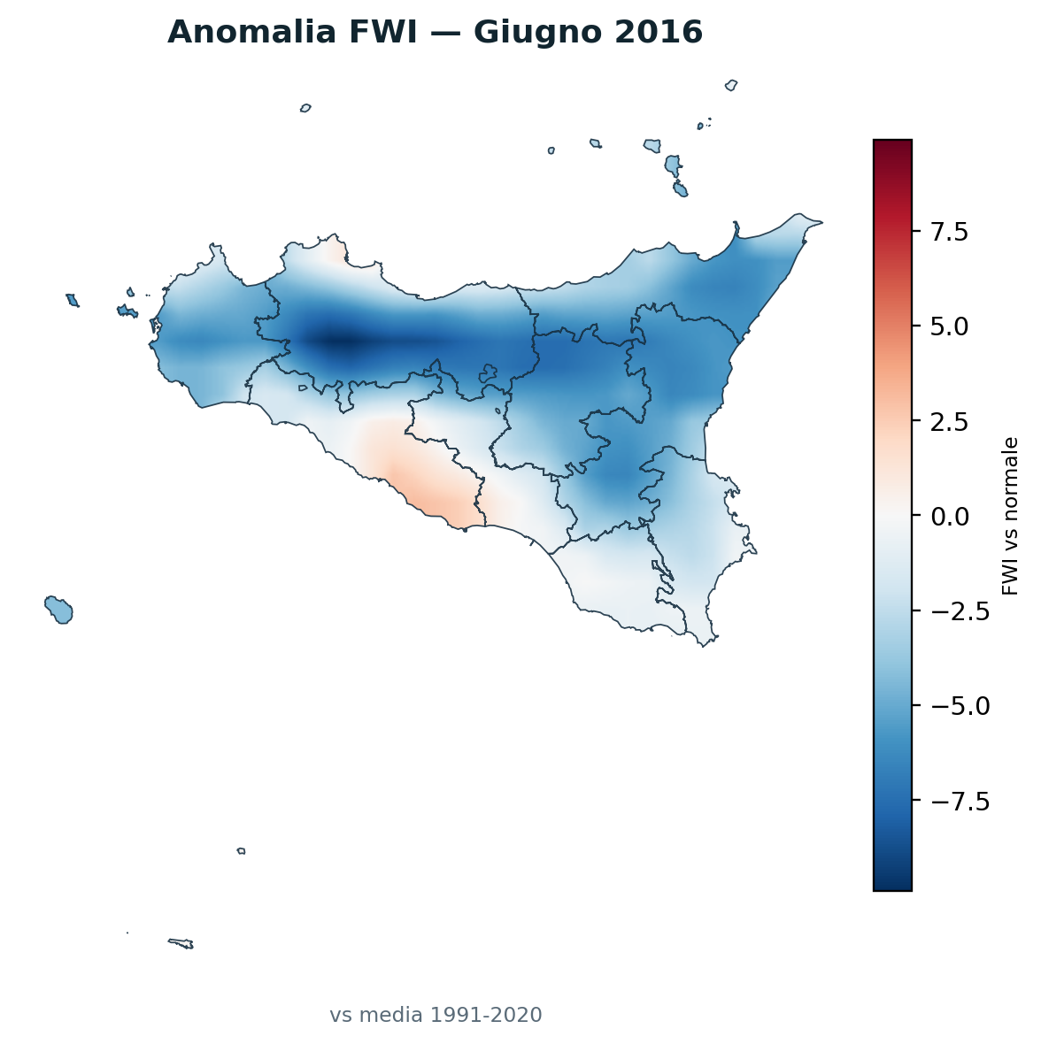 Anomalia vs normale Giugno 2016