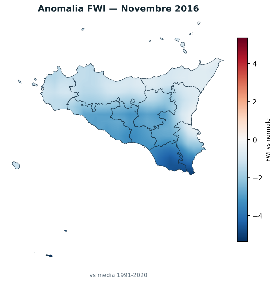 Anomalia vs normale Novembre 2016