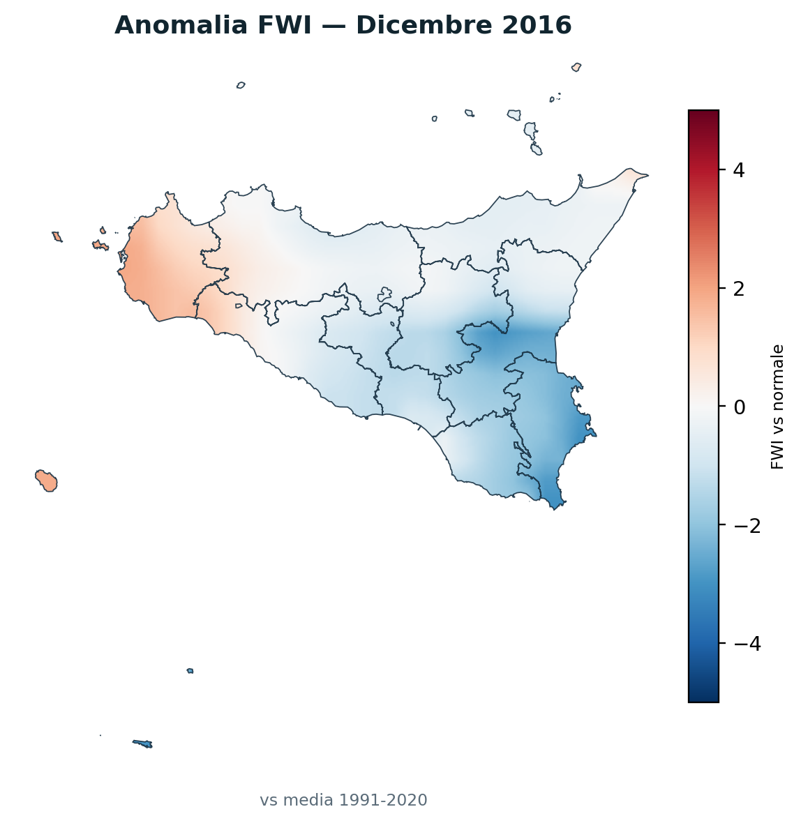 Anomalia vs normale Dicembre 2016