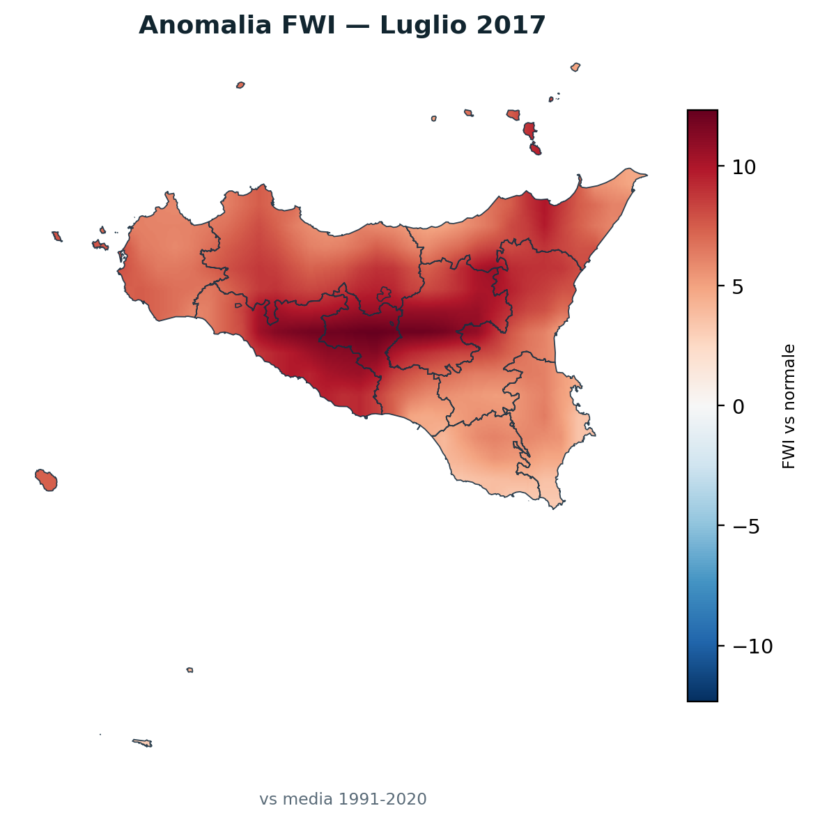 Anomalia vs normale Luglio 2017