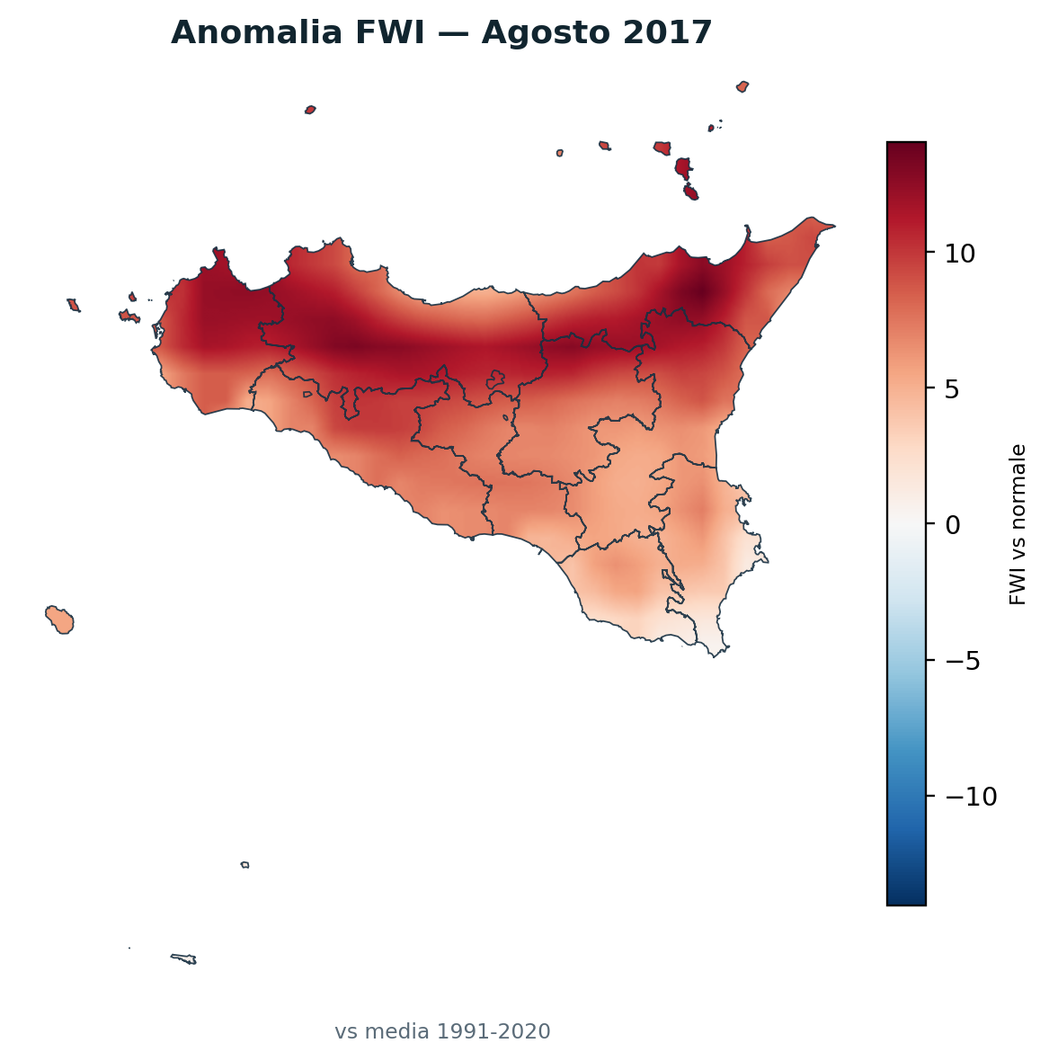Anomalia vs normale Agosto 2017