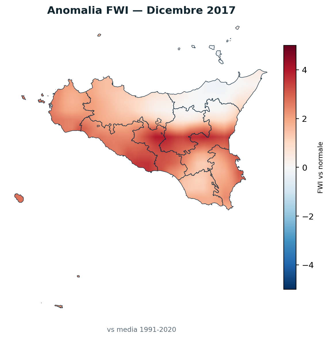 Anomalia vs normale Dicembre 2017