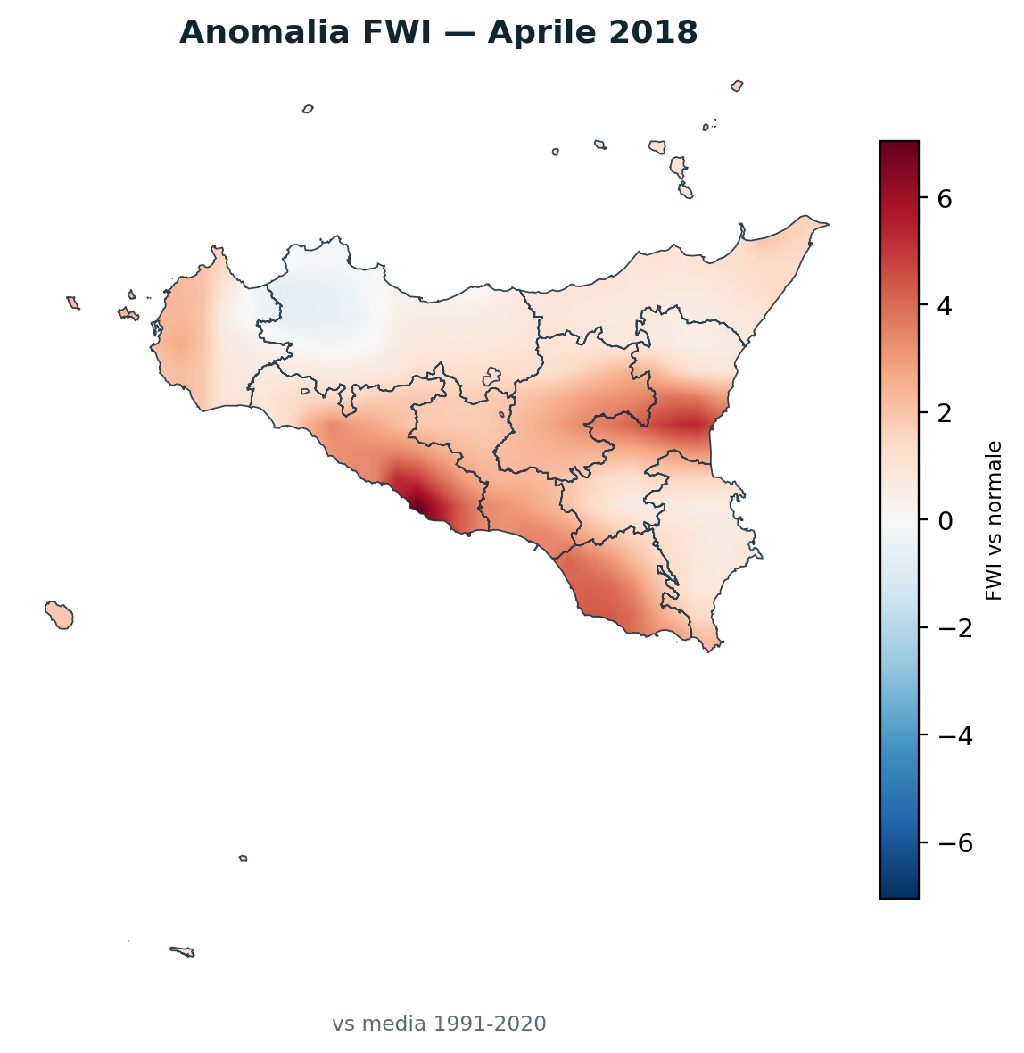 Anomalia vs normale Aprile 2018