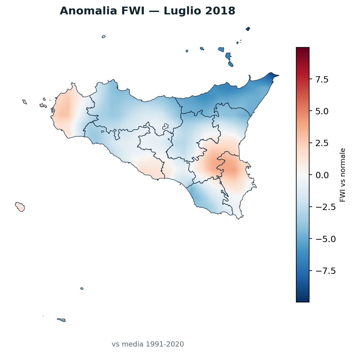 Anomalia vs normale Luglio 2018