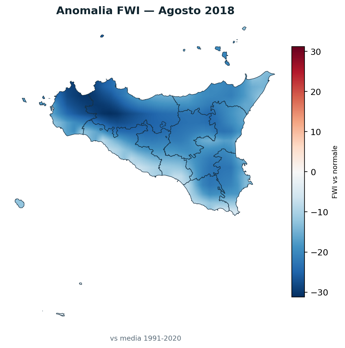 Anomalia vs normale Agosto 2018