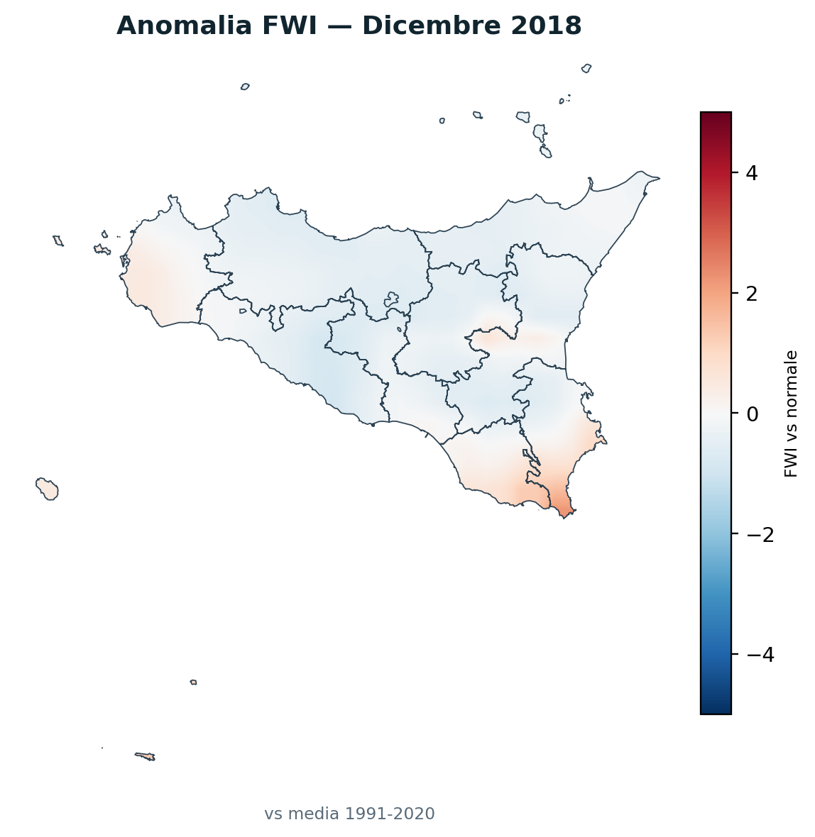 Anomalia vs normale Dicembre 2018