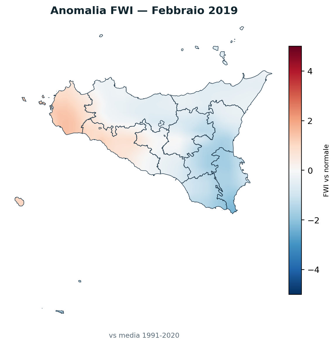 Anomalia vs normale Febbraio 2019