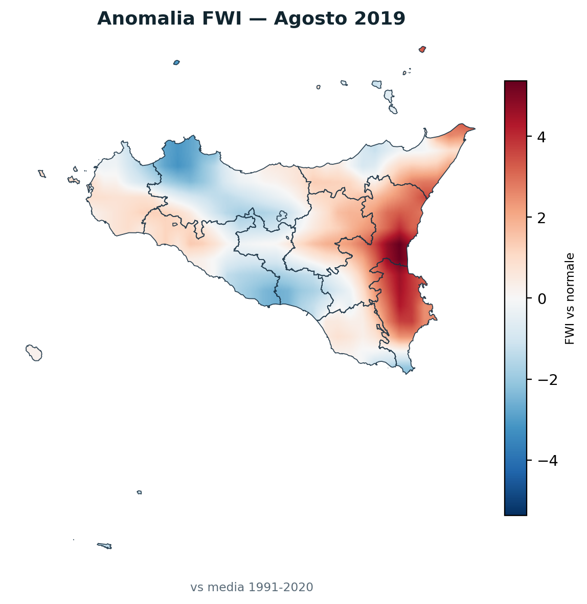 Anomalia vs normale Agosto 2019