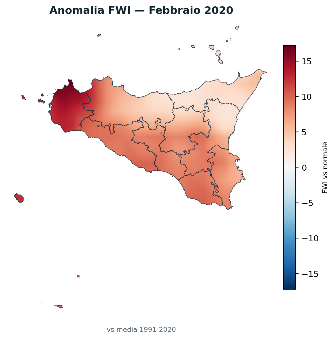 Anomalia vs normale Febbraio 2020