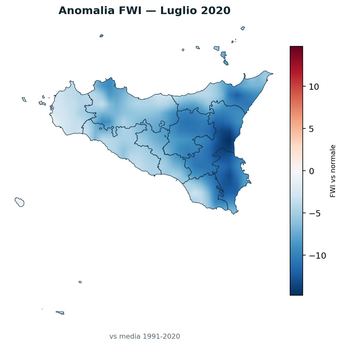 Anomalia vs normale Luglio 2020