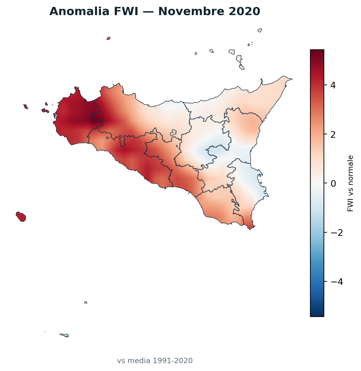 Anomalia vs normale Novembre 2020