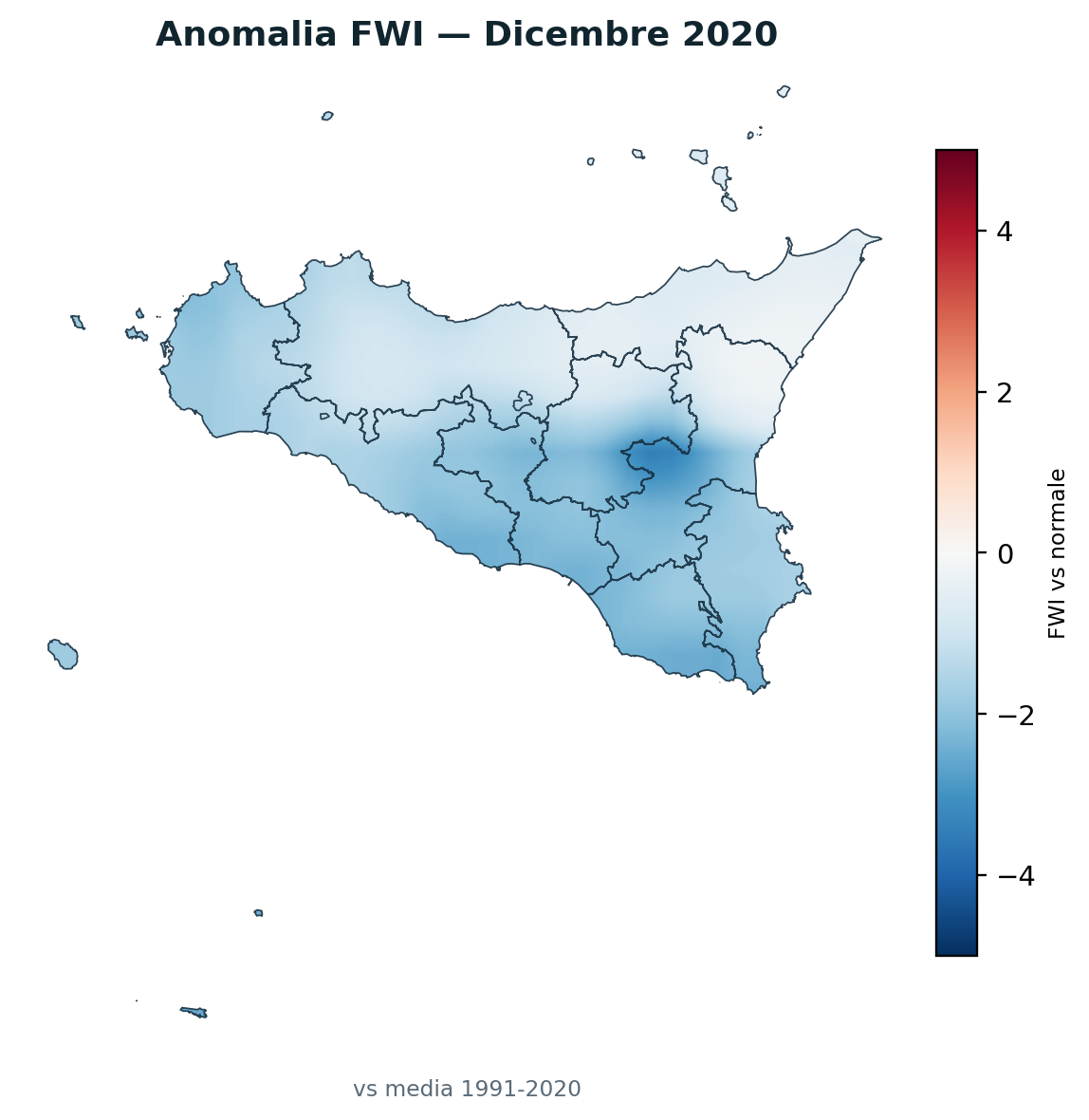 Anomalia vs normale Dicembre 2020
