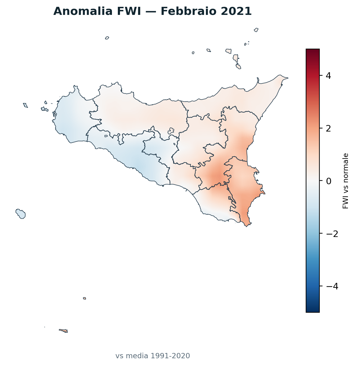 Anomalia vs normale Febbraio 2021