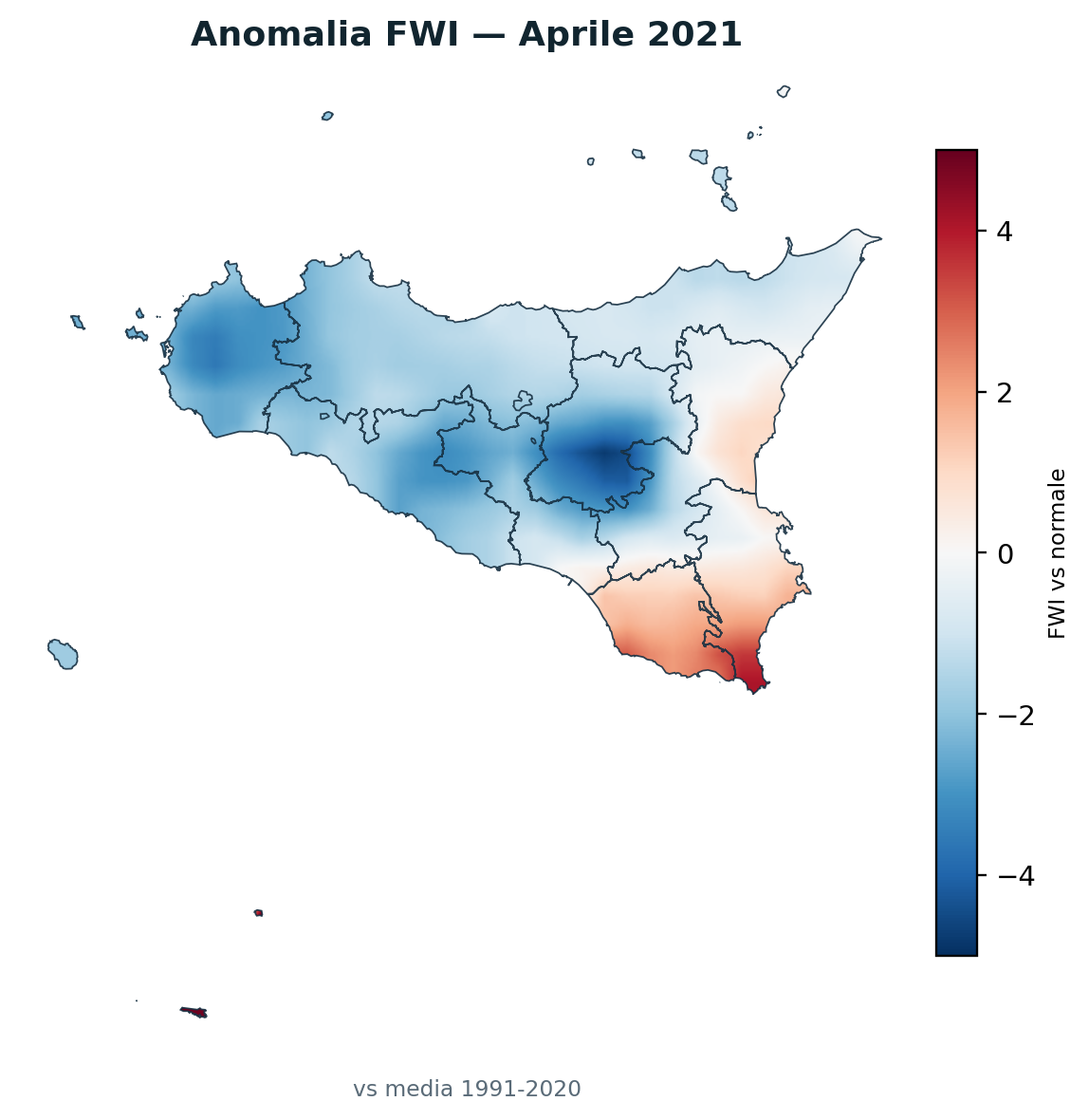 Anomalia vs normale Aprile 2021