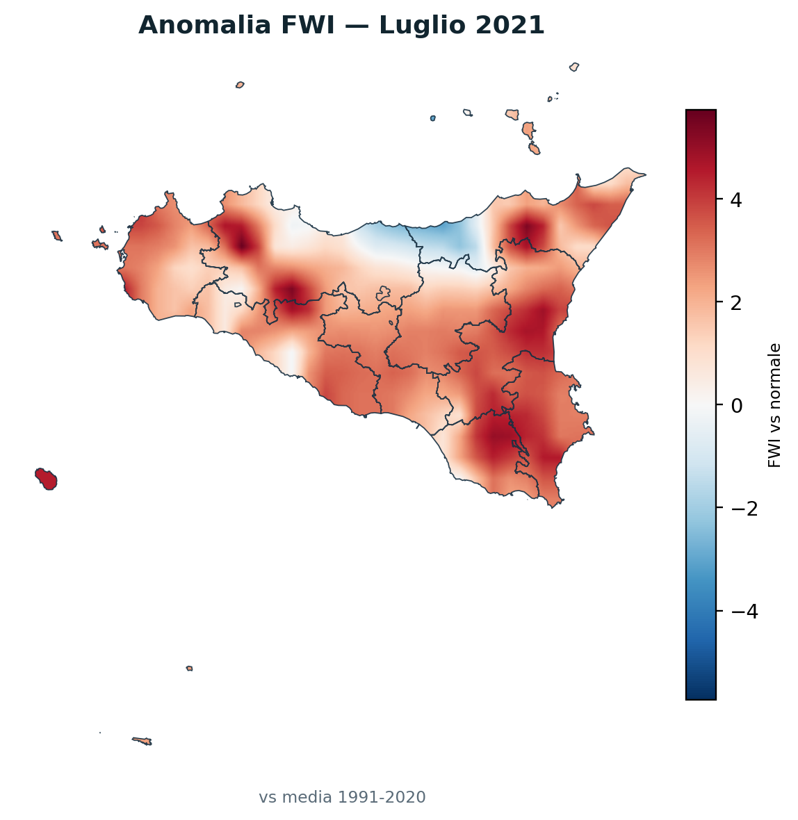 Anomalia vs normale Luglio 2021