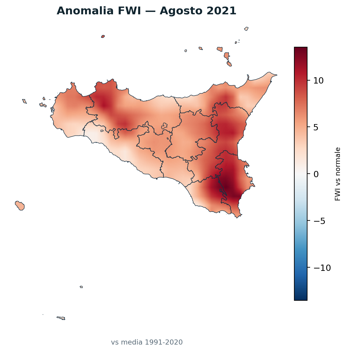 Anomalia vs normale Agosto 2021