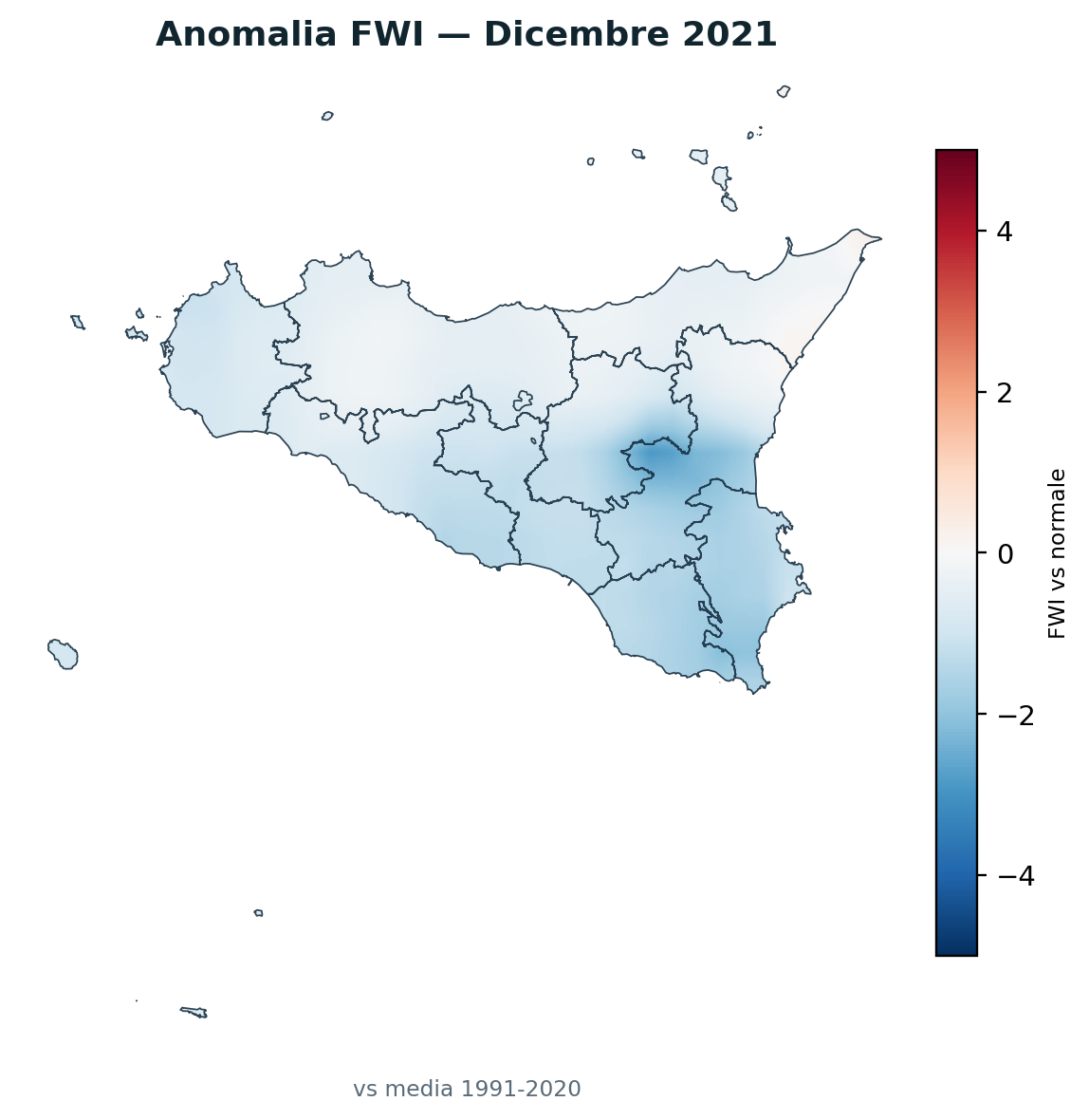 Anomalia vs normale Dicembre 2021