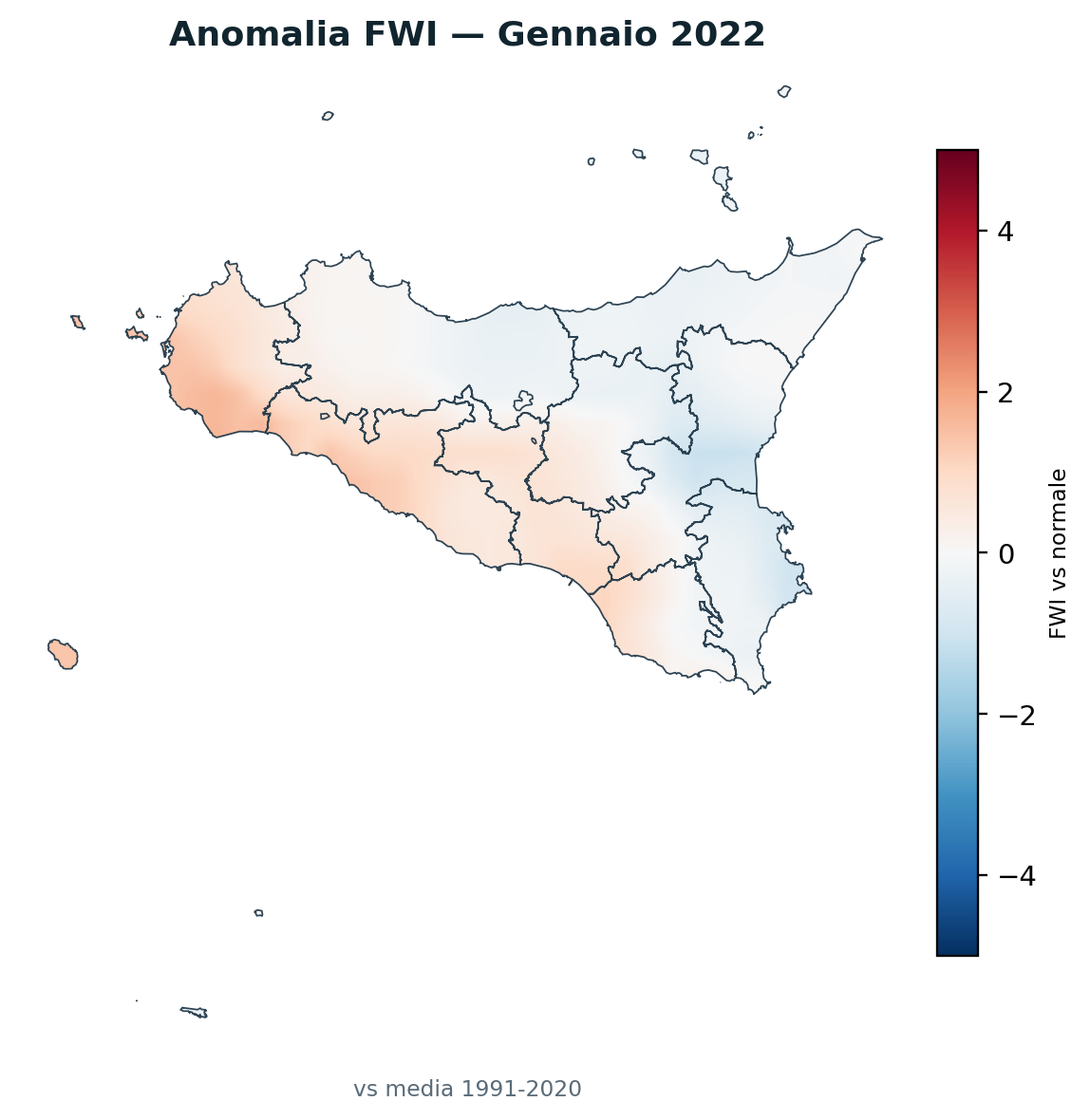 Anomalia vs normale Gennaio 2022