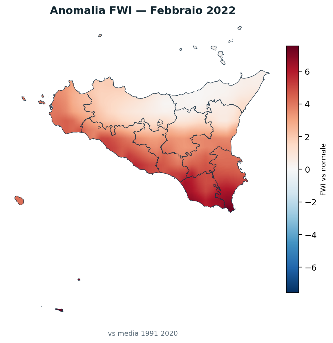 Anomalia vs normale Febbraio 2022