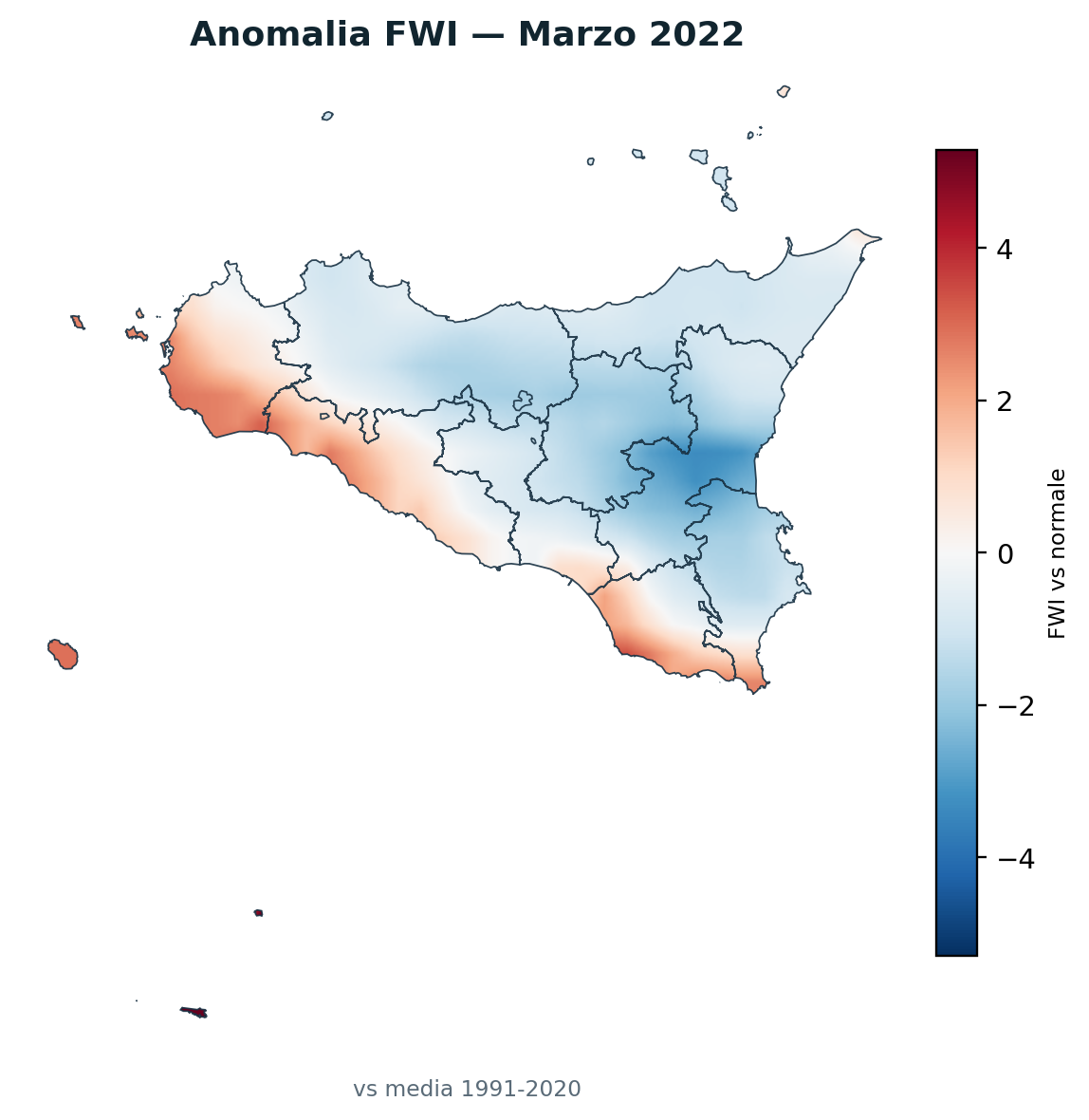 Anomalia vs normale Marzo 2022