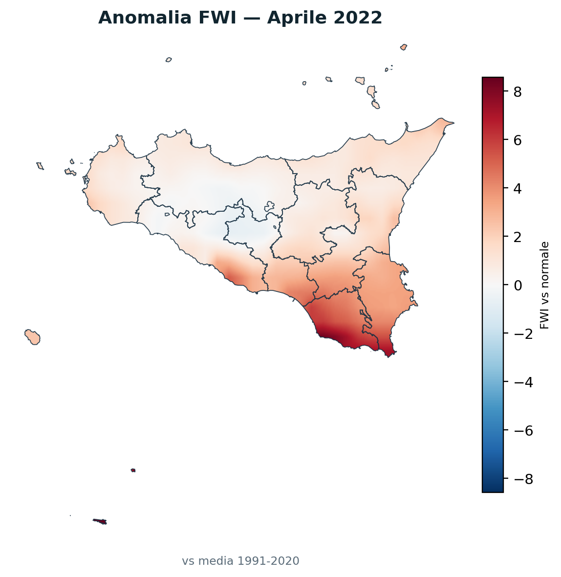 Anomalia vs normale Aprile 2022