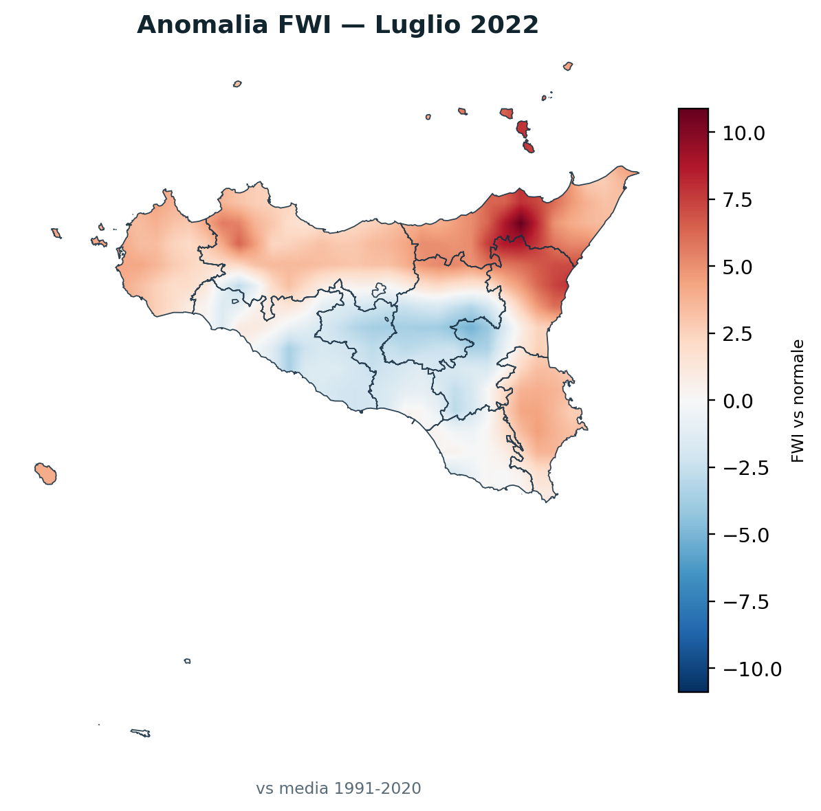 Anomalia vs normale Luglio 2022