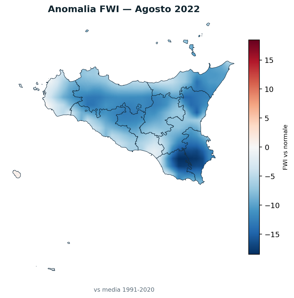 Anomalia vs normale Agosto 2022