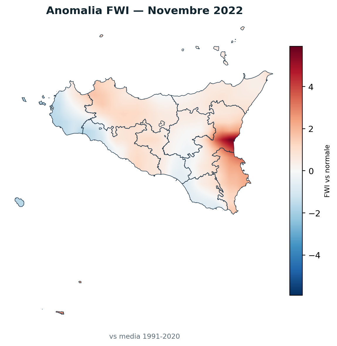 Anomalia vs normale Novembre 2022