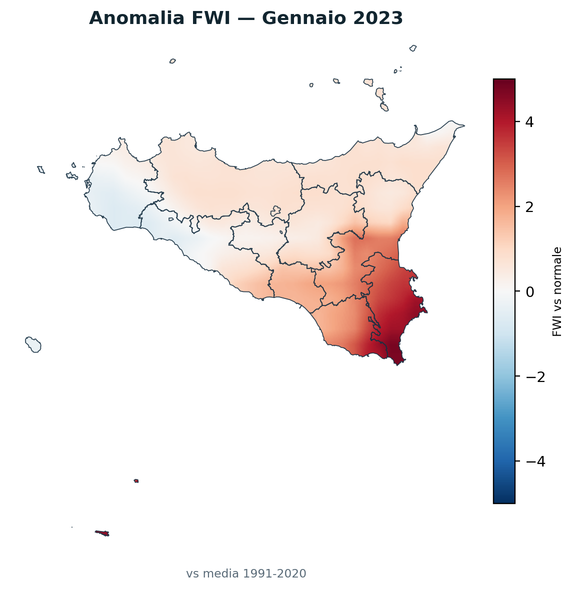 Anomalia vs normale Gennaio 2023
