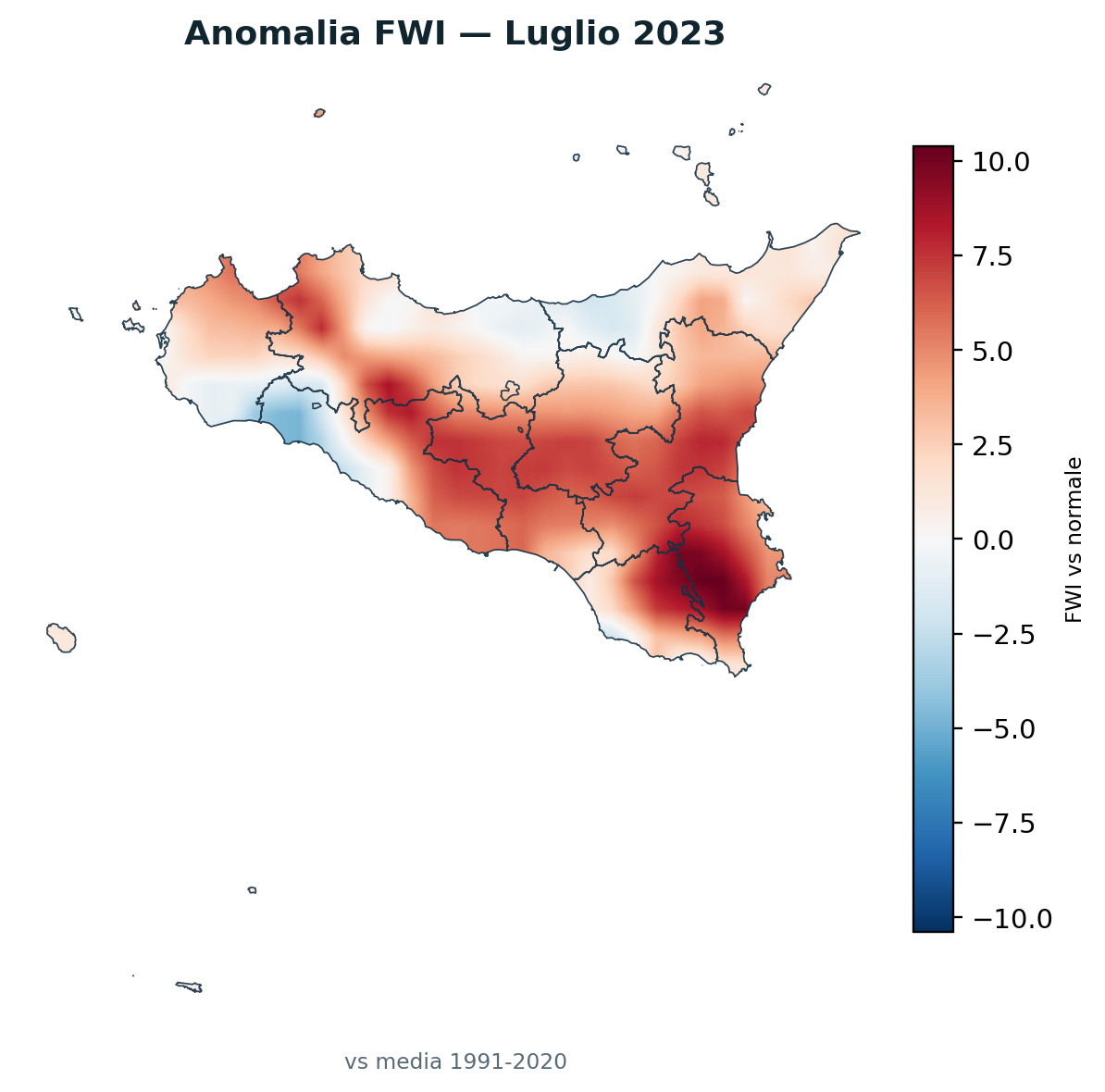 Anomalia vs normale Luglio 2023