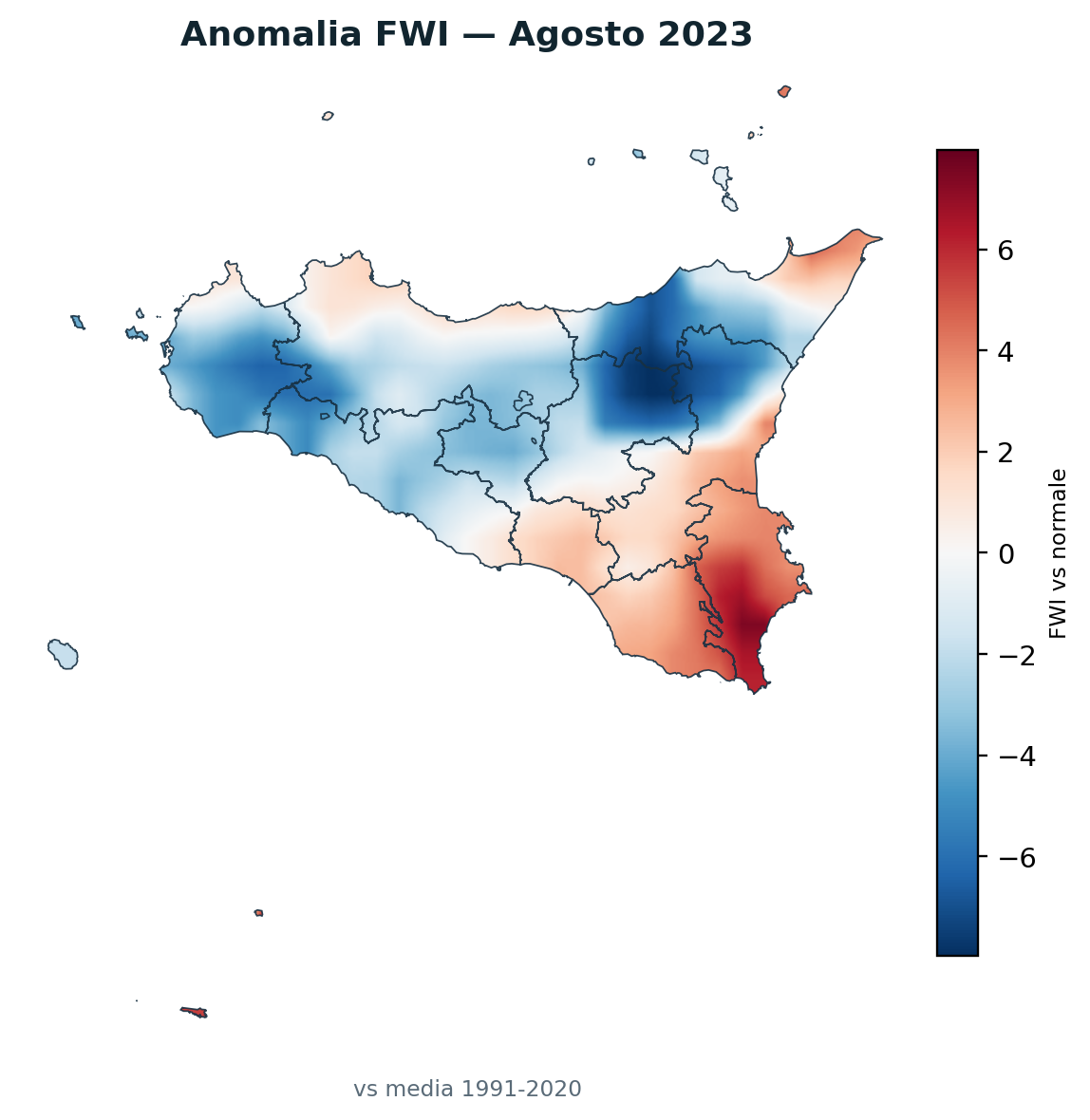 Anomalia vs normale Agosto 2023