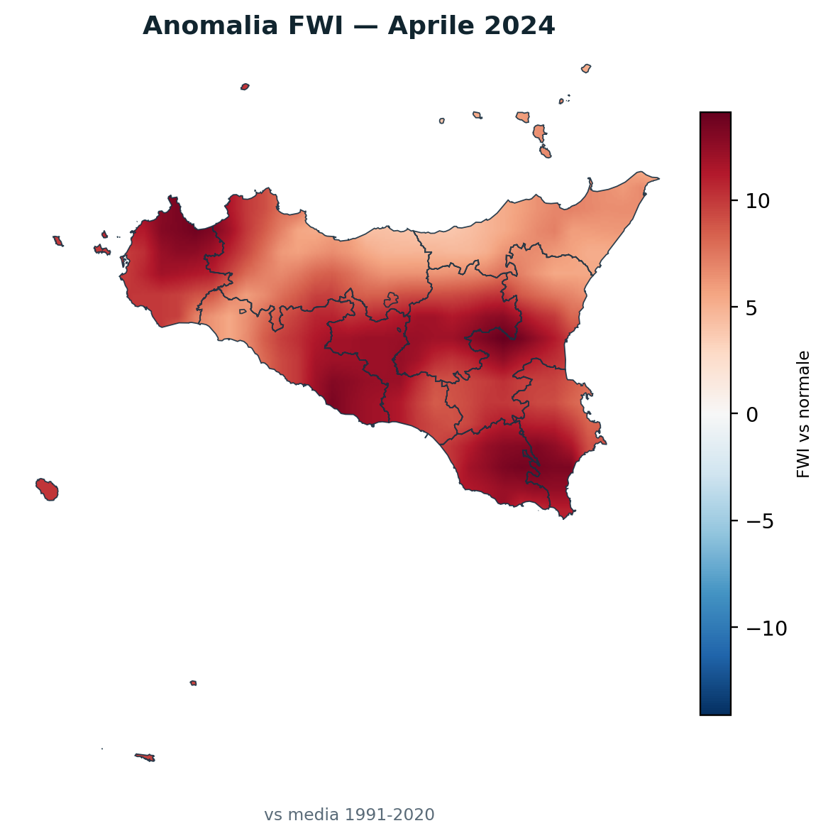 Anomalia vs normale Aprile 2024