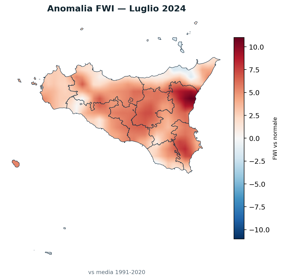 Anomalia vs normale Luglio 2024