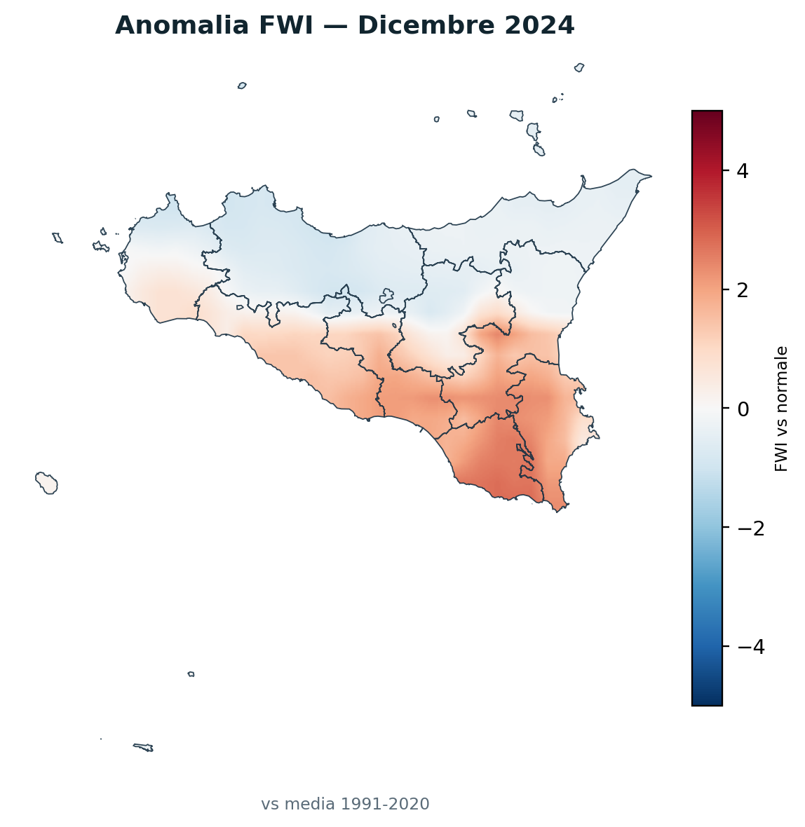 Anomalia vs normale Dicembre 2024