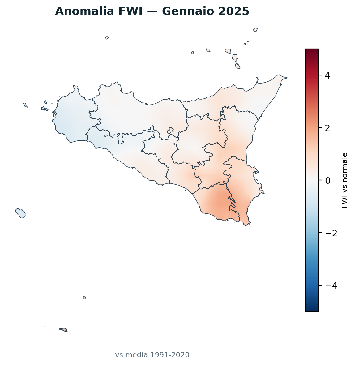 Anomalia vs normale Gennaio 2025