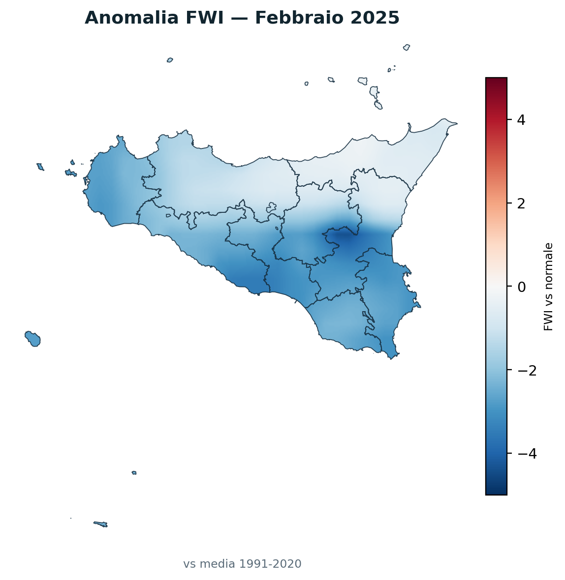 Anomalia vs normale Febbraio 2025