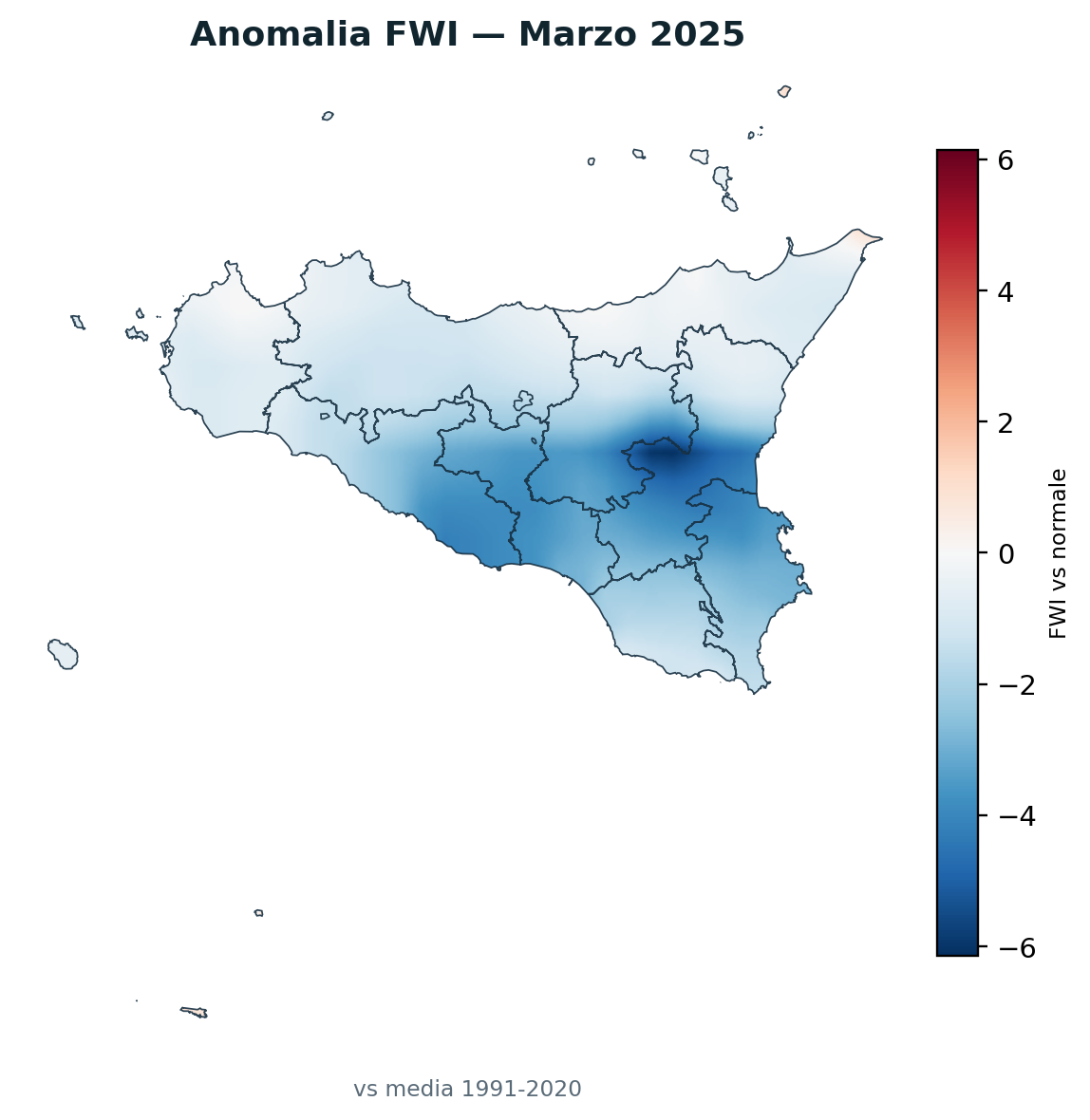 Anomalia vs normale Marzo 2025