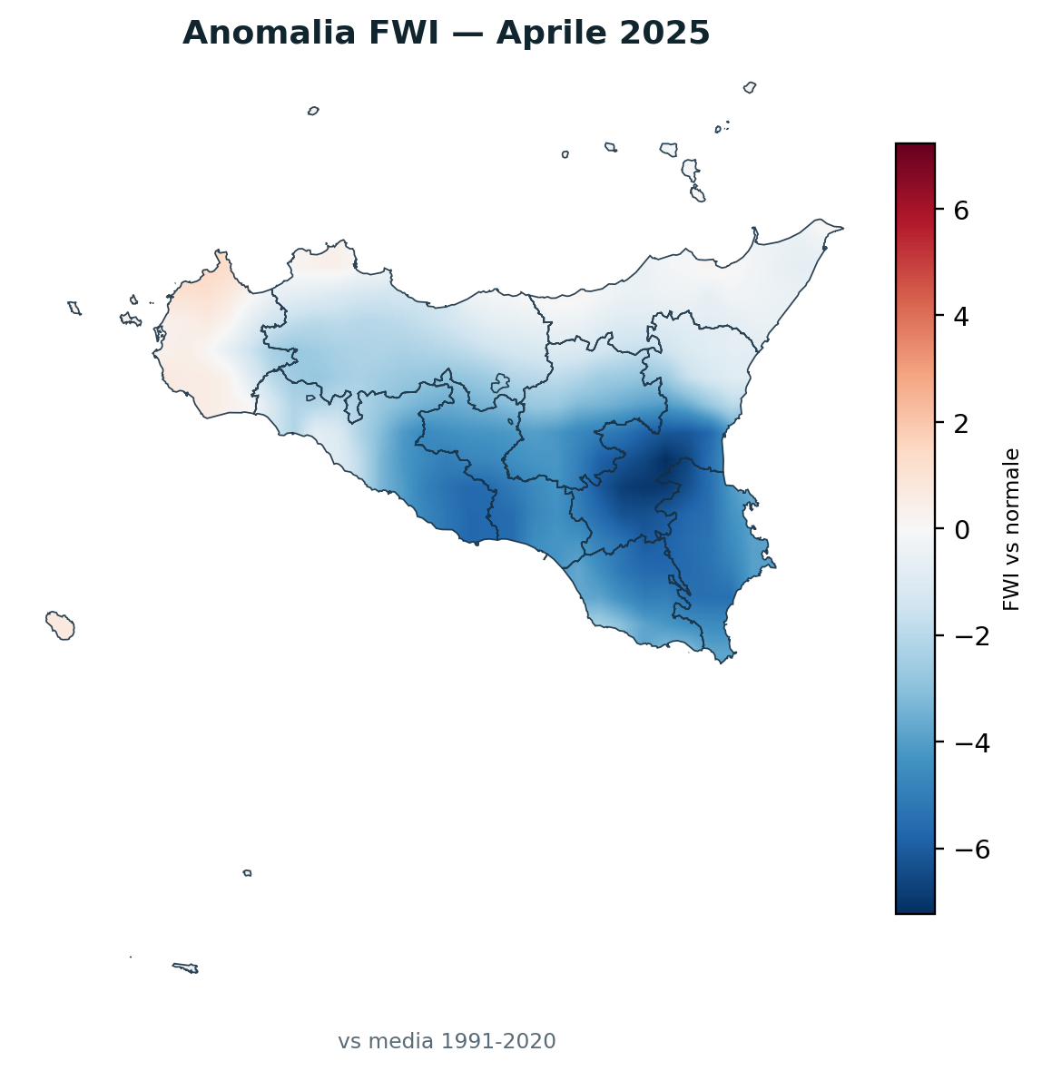 Anomalia vs normale Aprile 2025