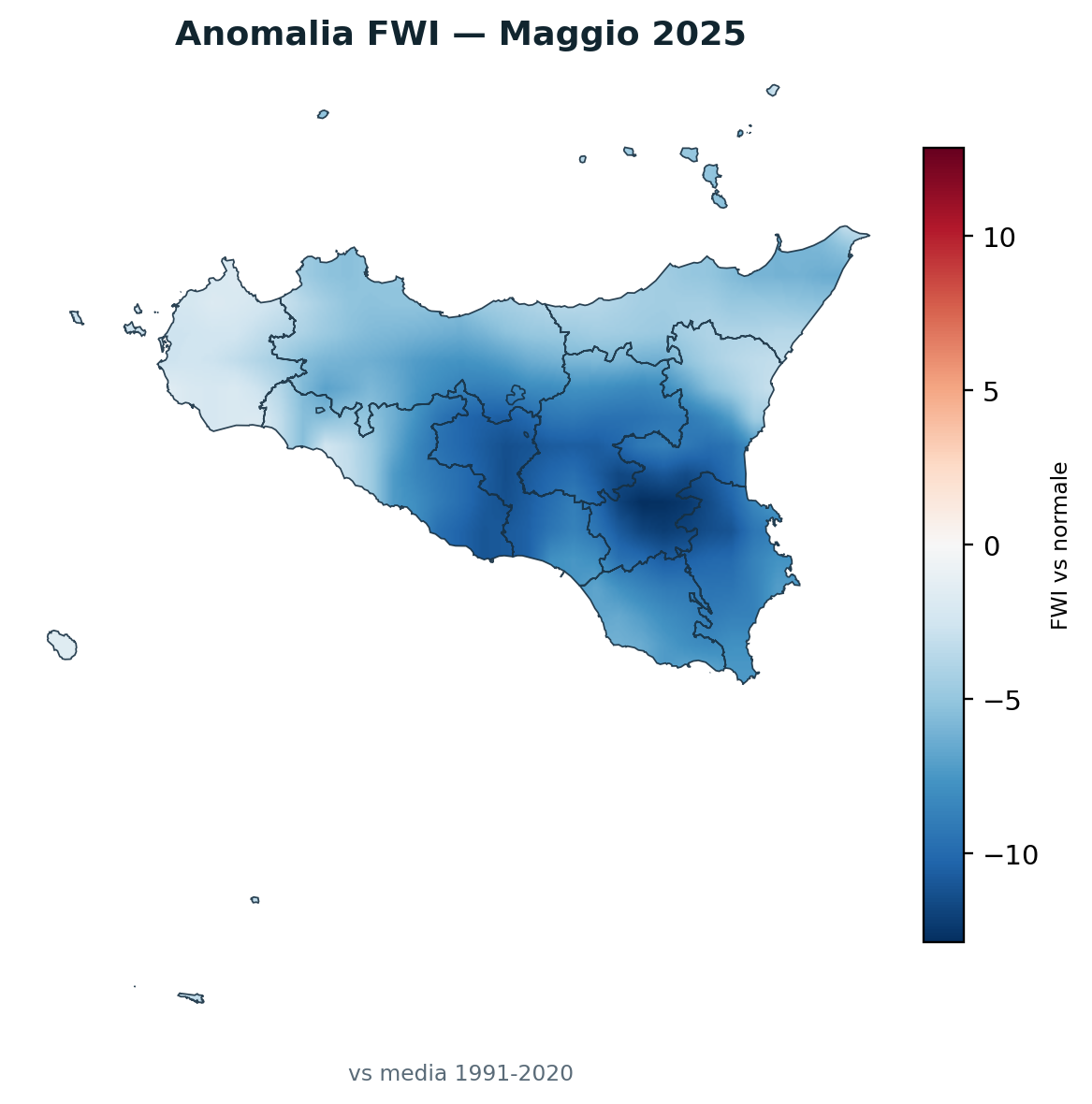 Anomalia vs normale Maggio 2025