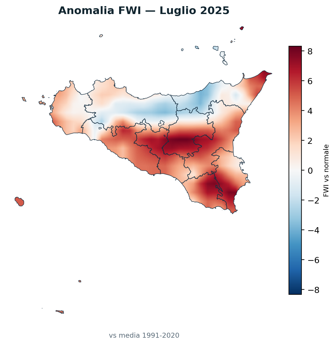 Anomalia vs normale Luglio 2025