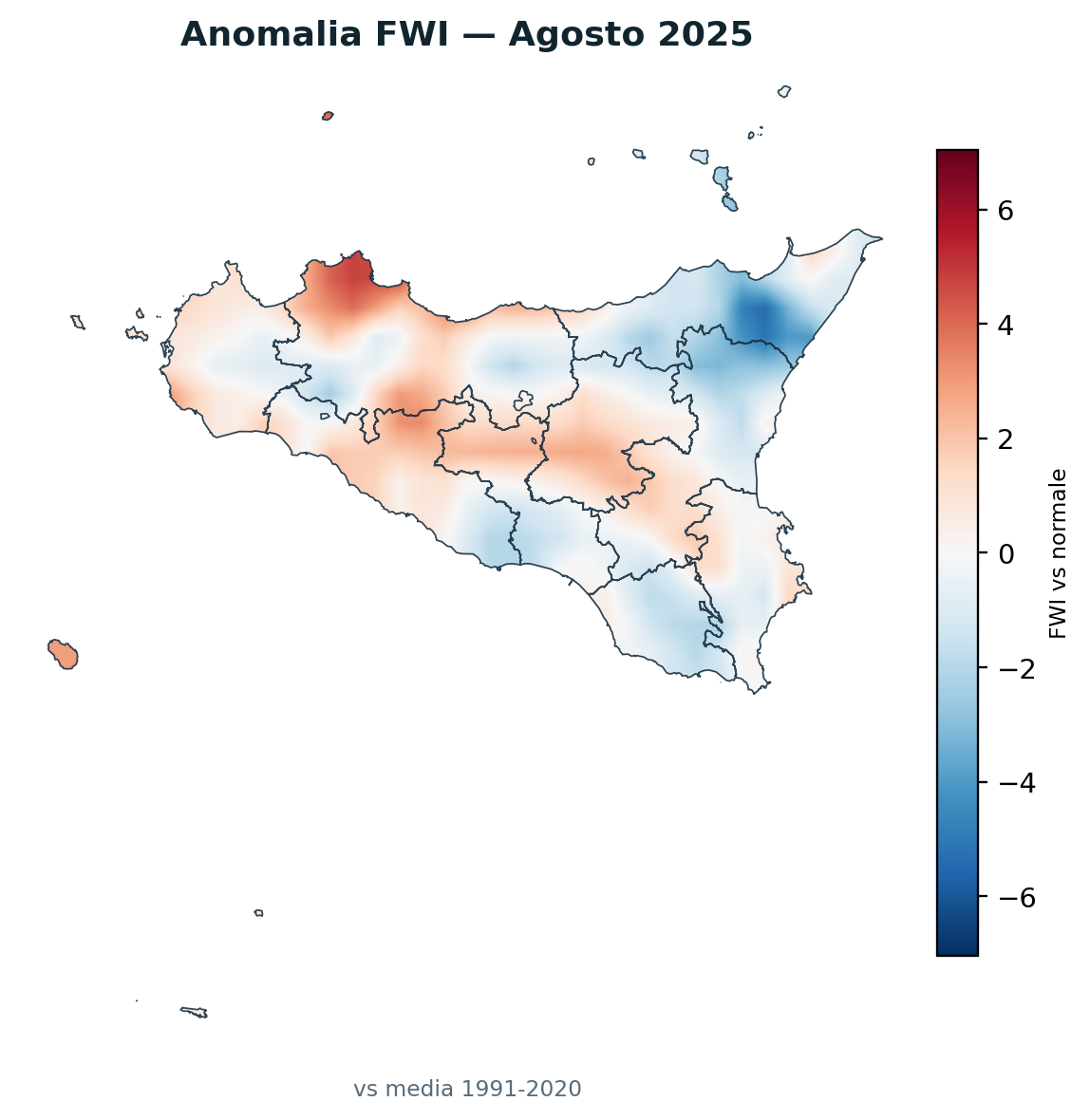 Anomalia vs normale Agosto 2025