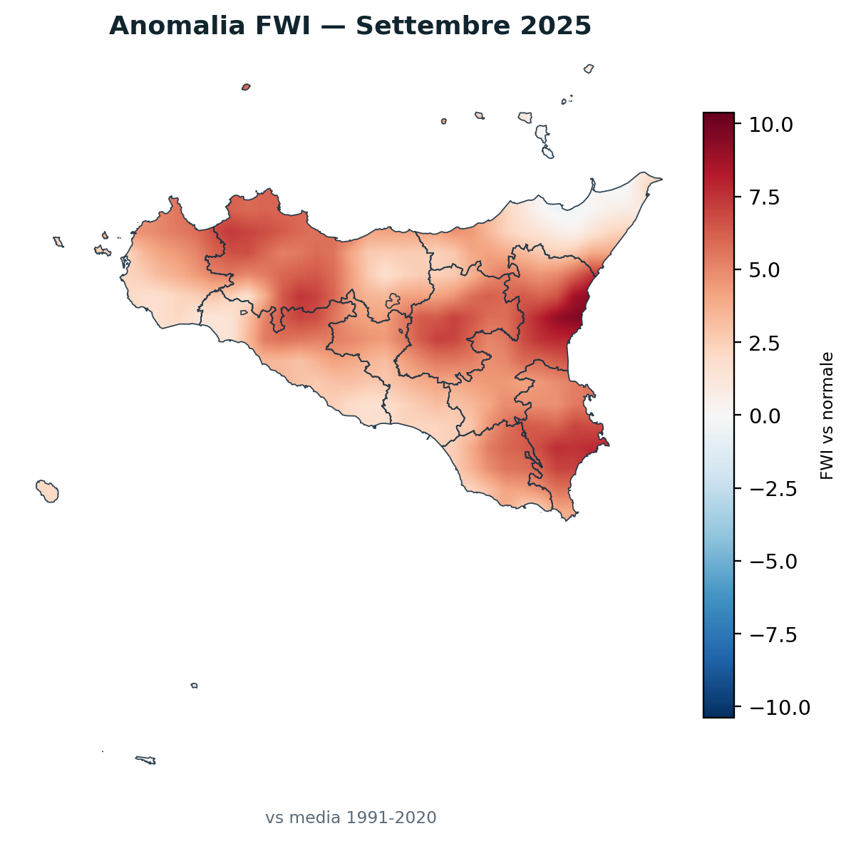 Anomalia vs normale Settembre 2025