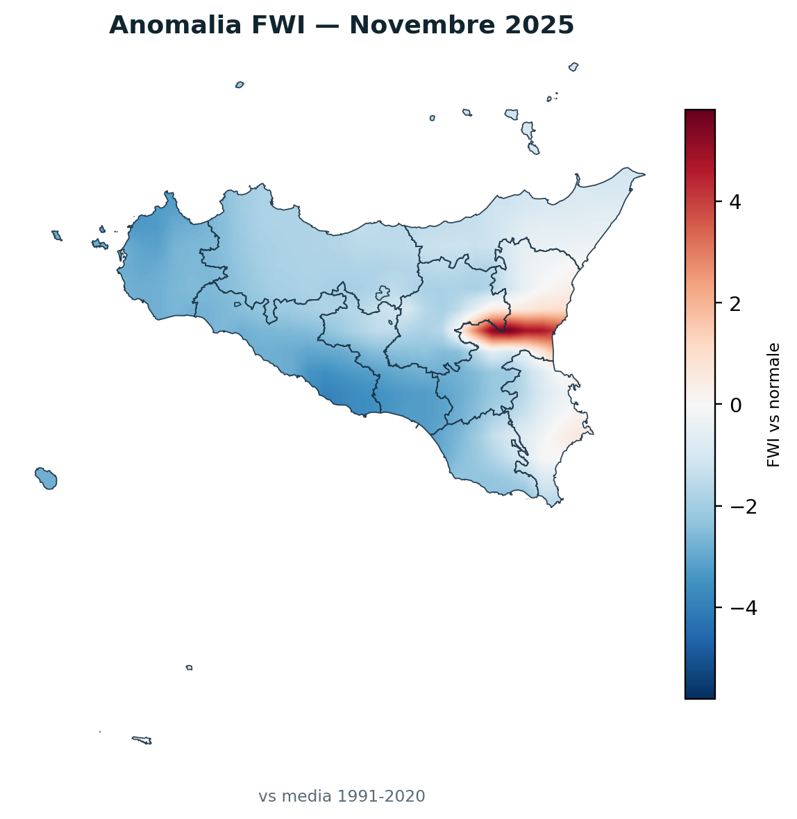 Anomalia vs normale Novembre 2025