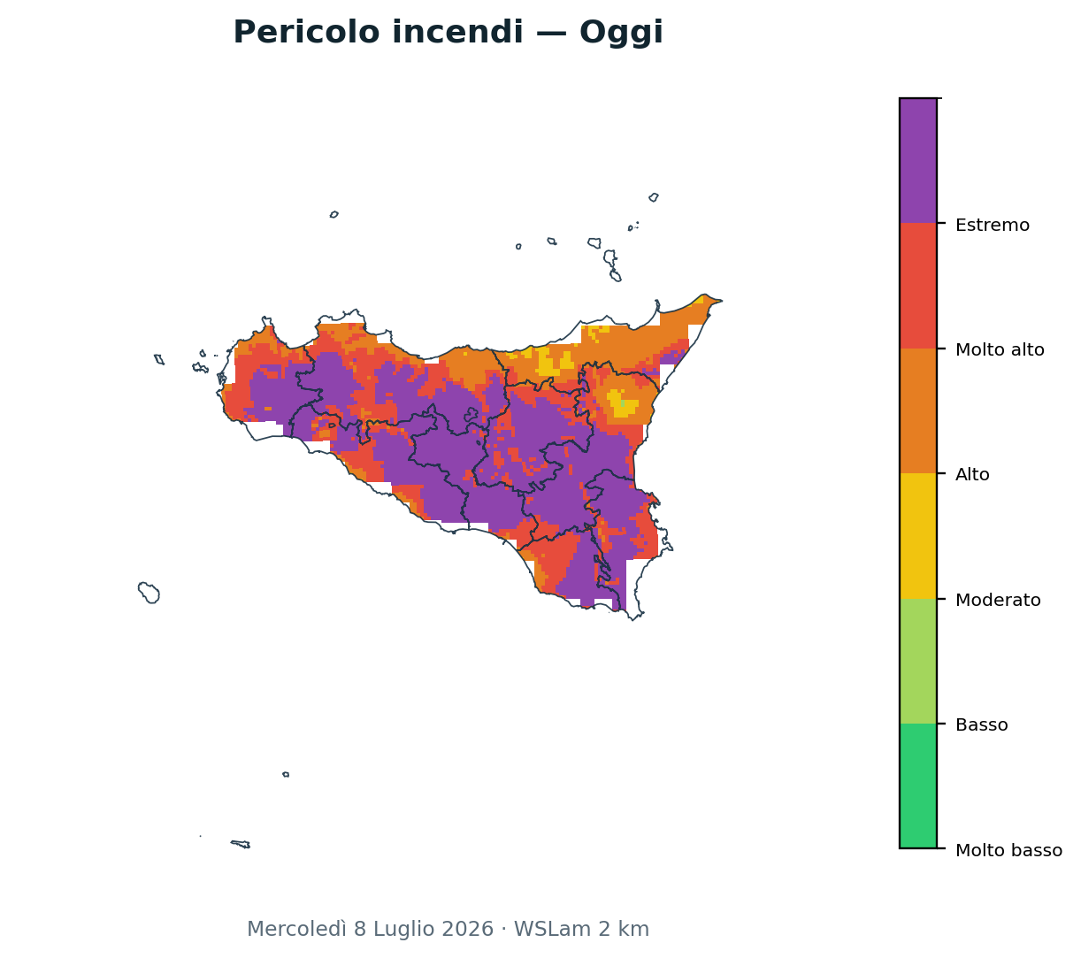 Pericolo incendi Oggi
