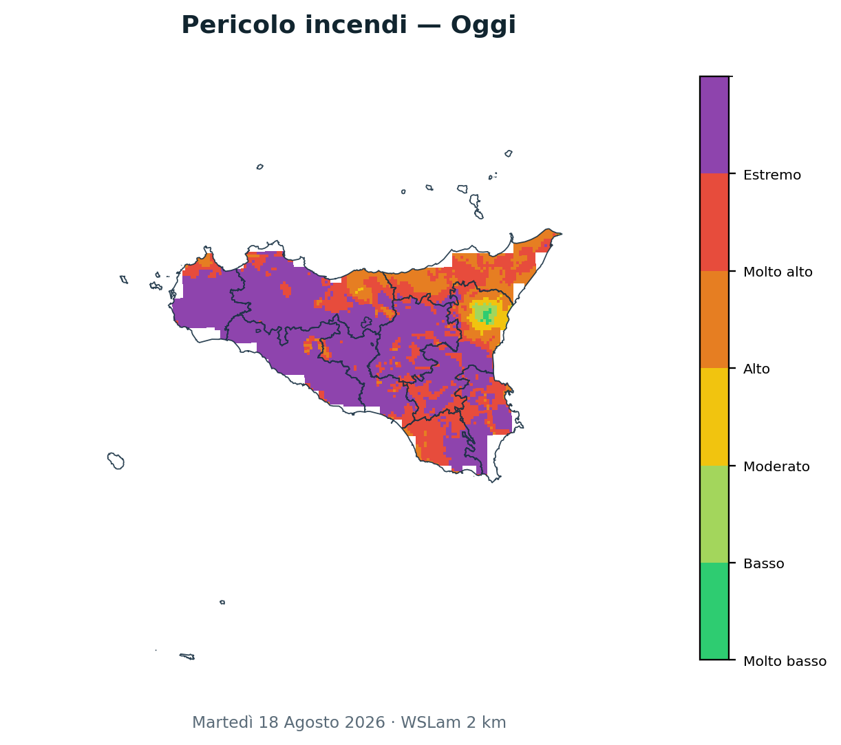 Pericolo incendi Oggi