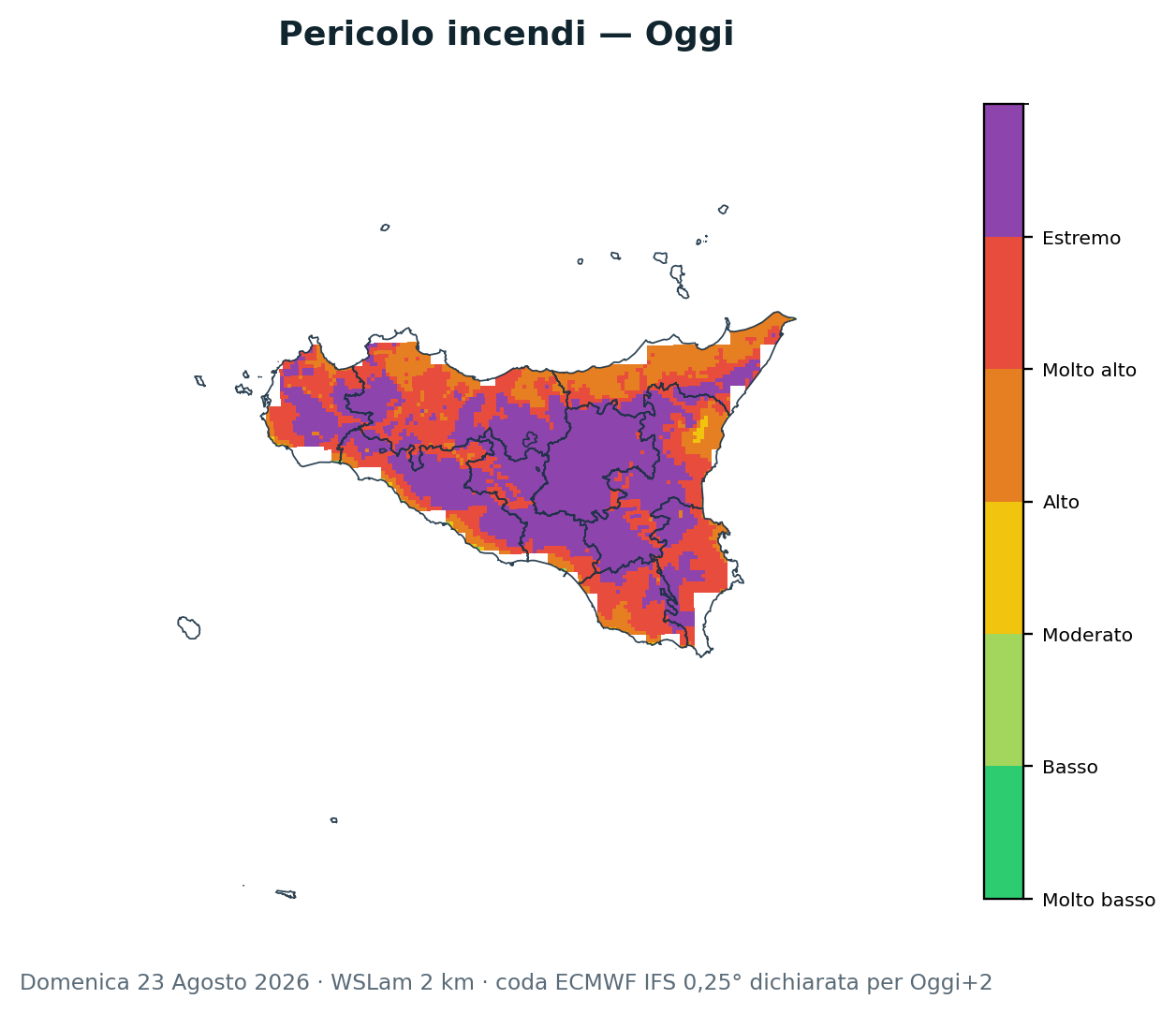 Pericolo incendi Oggi