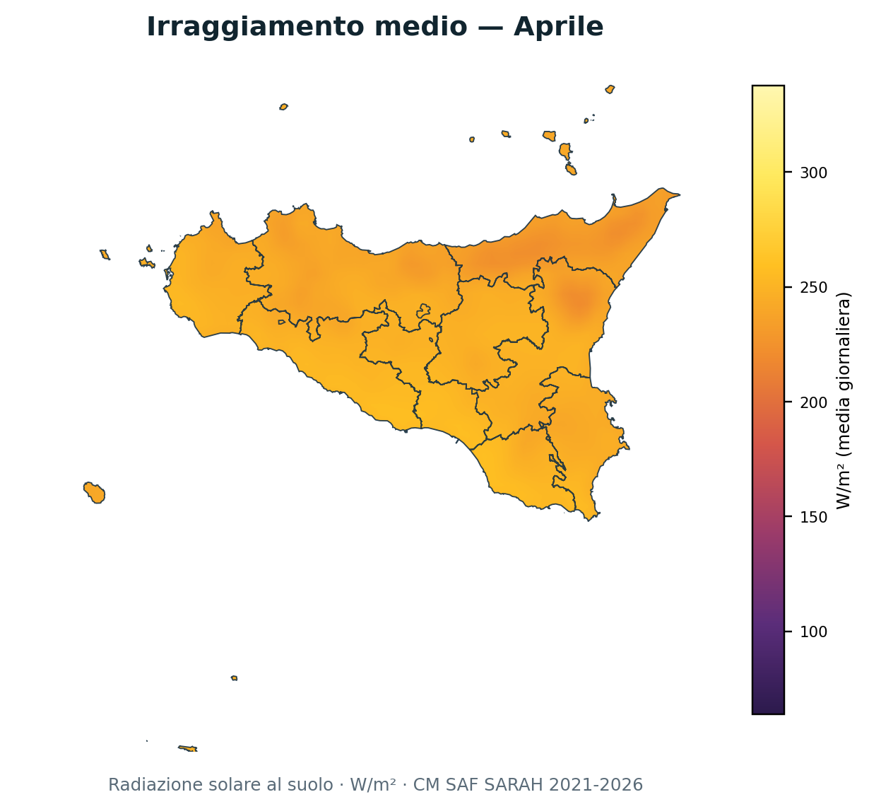 Irraggiamento solare Aprile Sicilia
