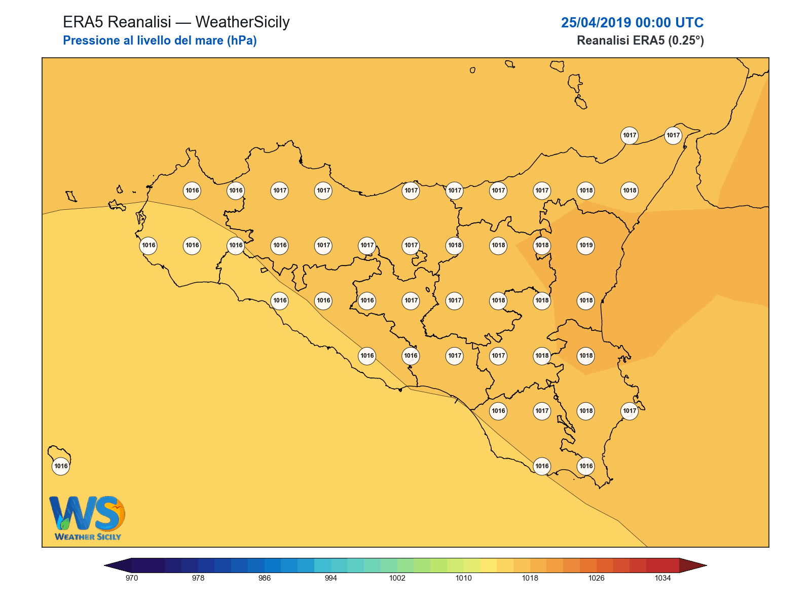 Pressione al livello del mare · 2019042500
