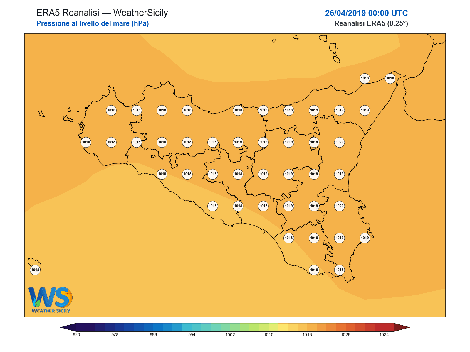 Pressione al livello del mare · 2019042600