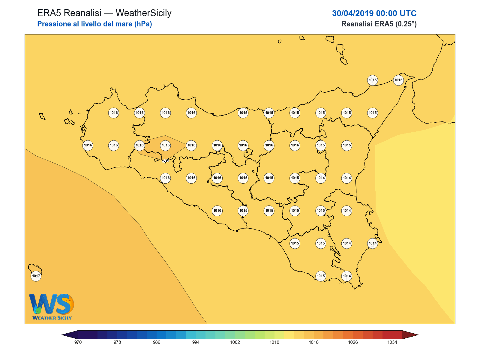 Pressione al livello del mare · 2019043000